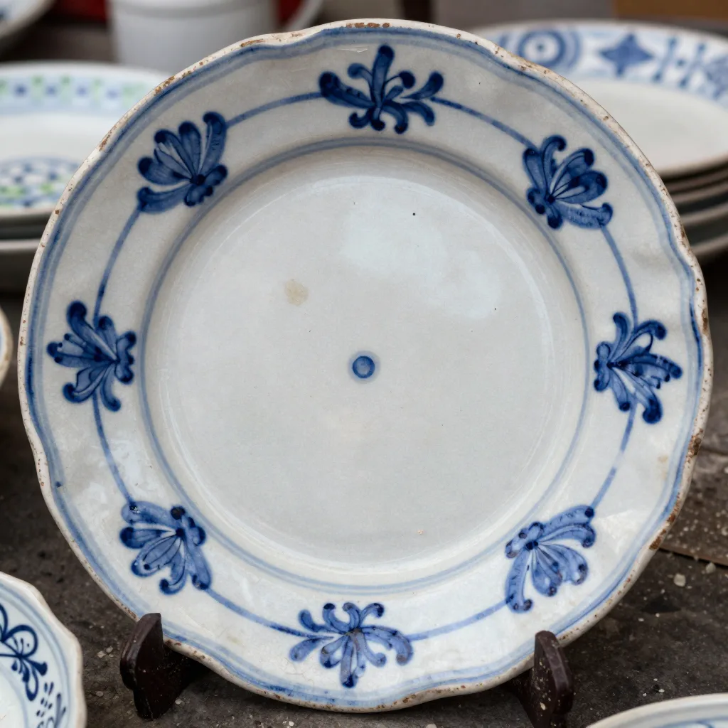 Assiette Digoin Sarreguemines - Dépareillée, motif bleu