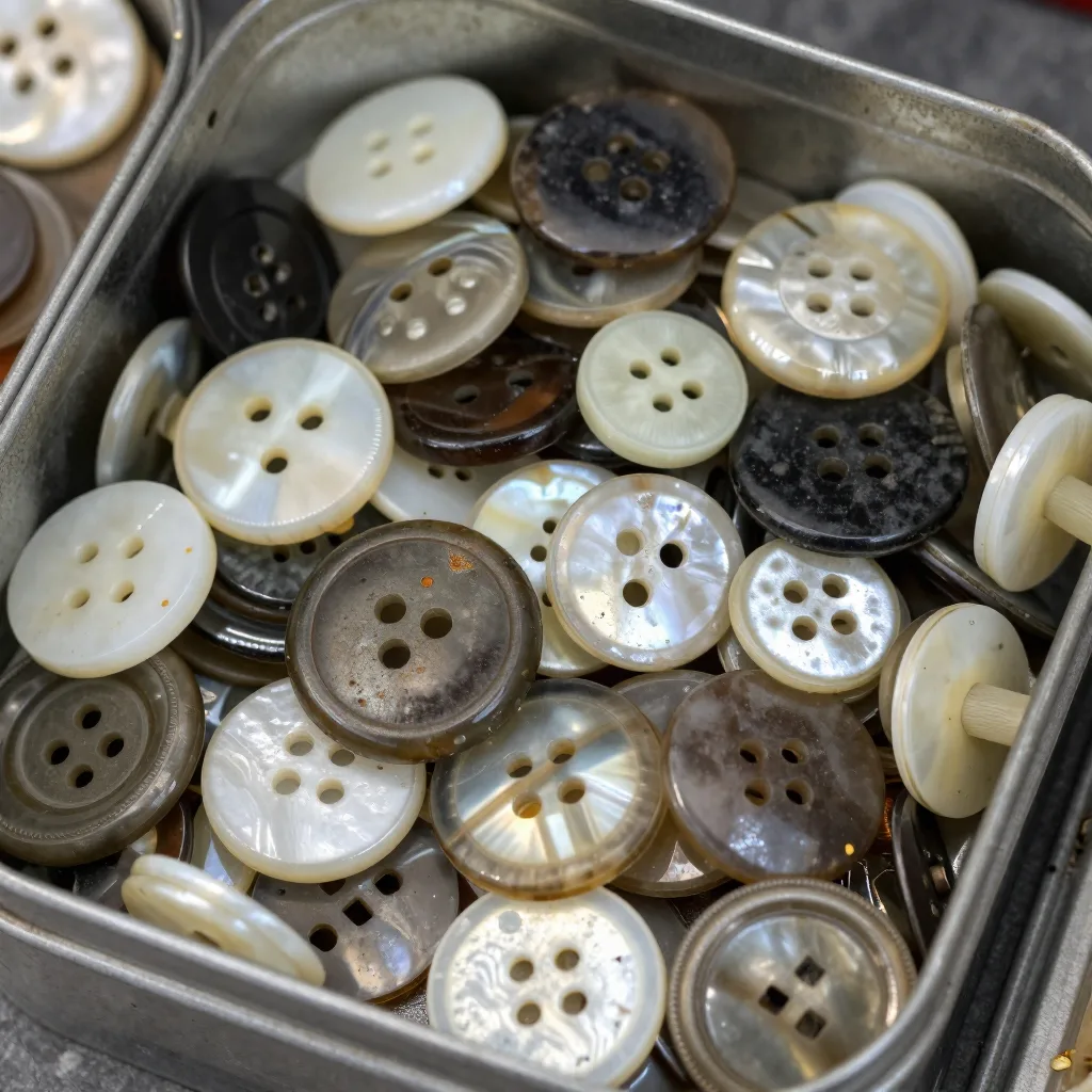 Boîte à boutons (lot) - Boutons variés, verre et nacre