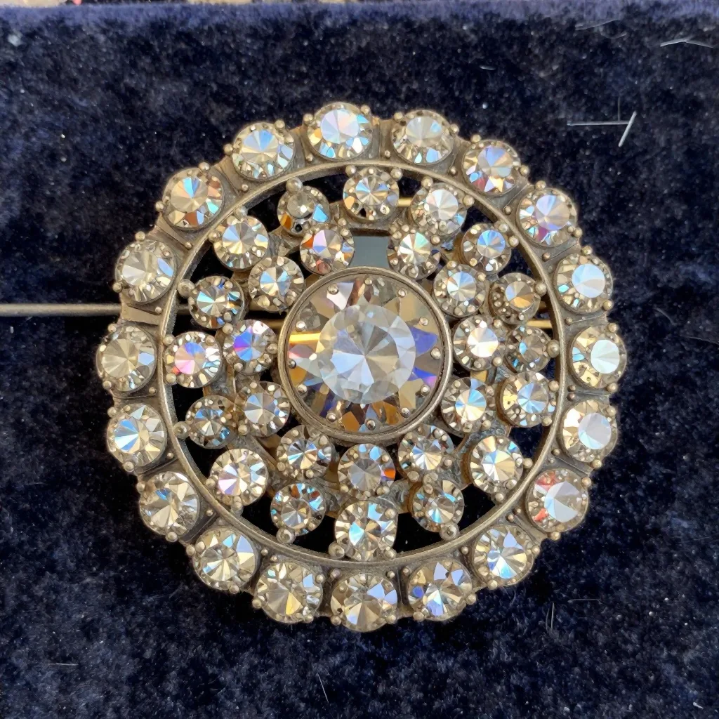 Broche fantaisie années 50 - Strass, quelques manques
