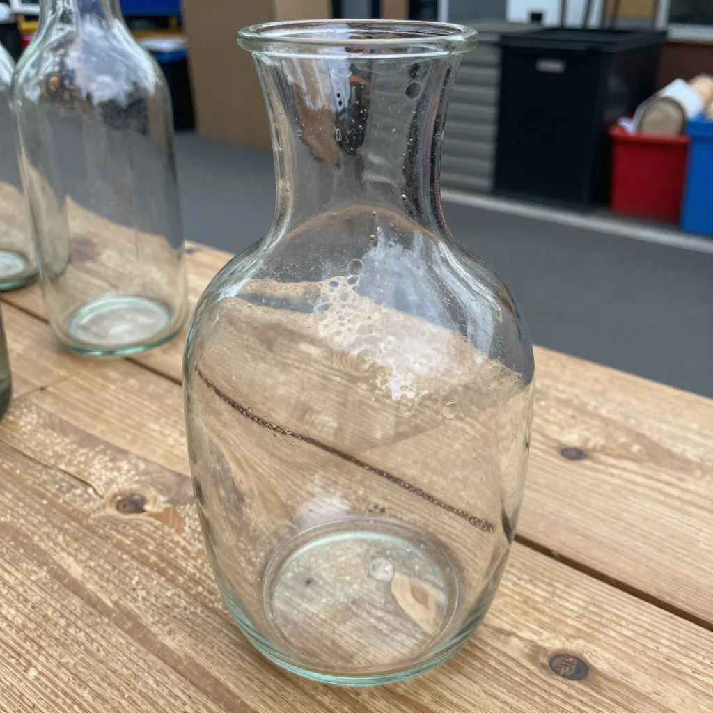 Carafe à vin en verre moulé - Verre épais, bulles d'origine