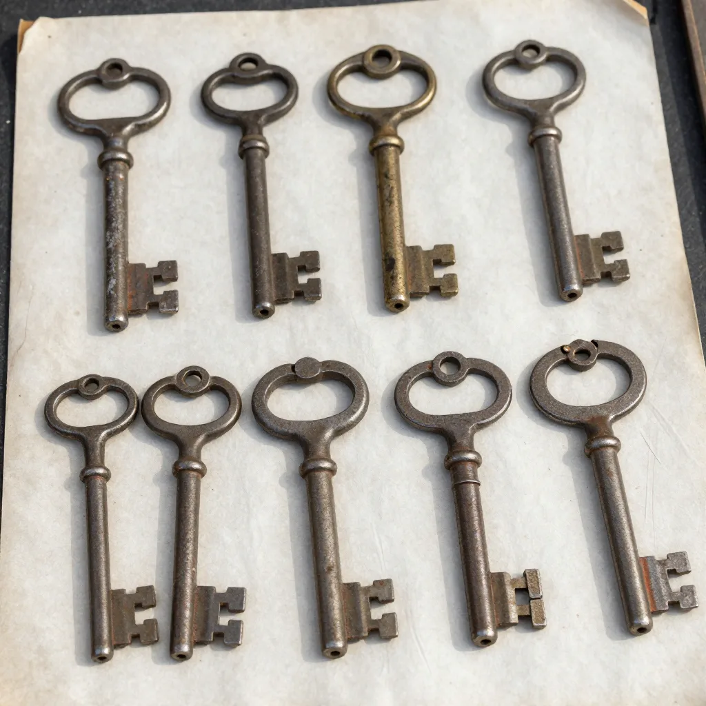 Clés anciennes (lot de 8) - Fer forgé, tailles variées
