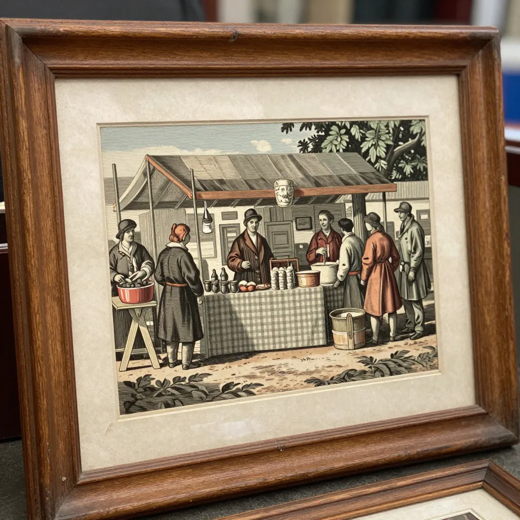 Gravure encadrée XIXe - Cadre bois d'origine
