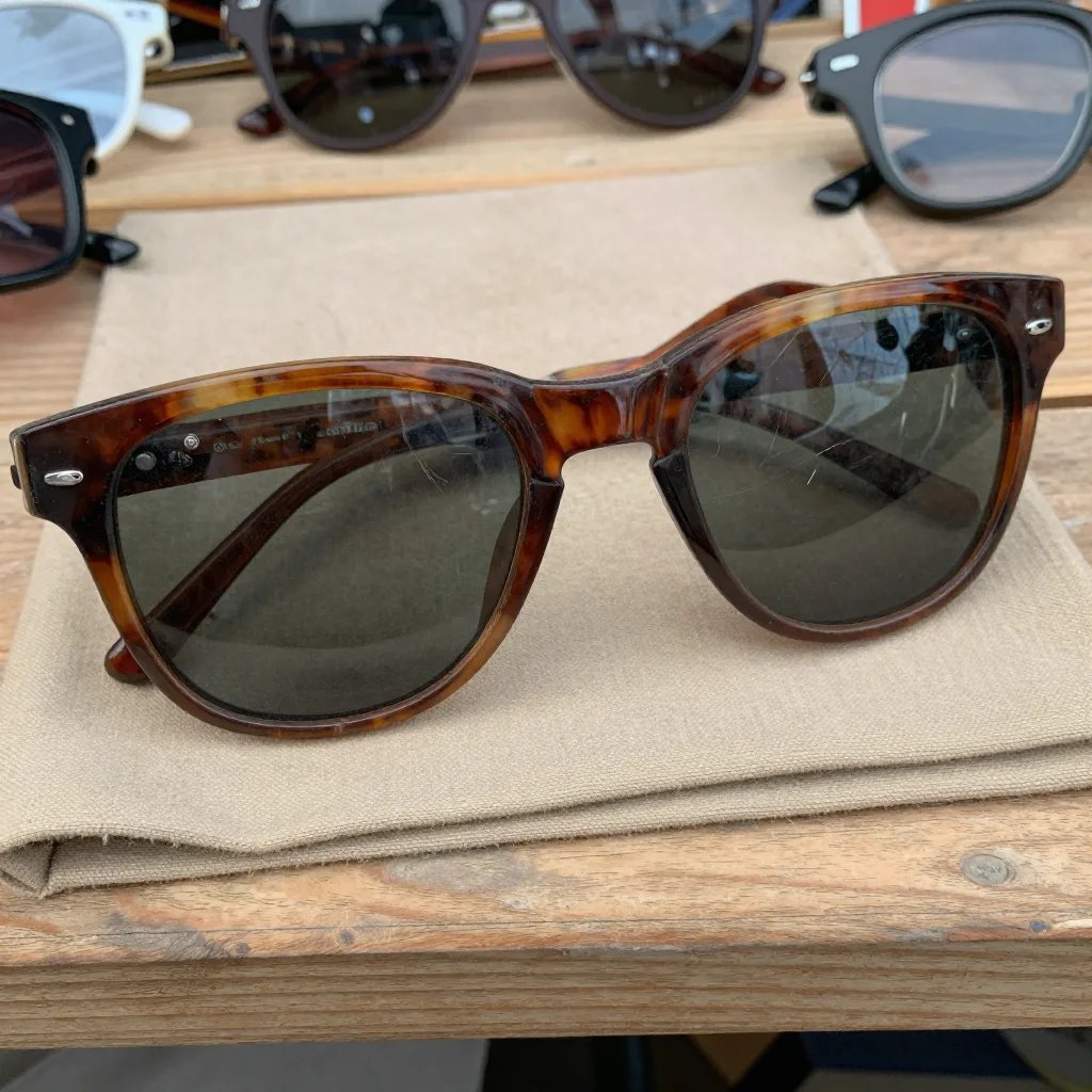 Lunettes de soleil vintage - Monture épaisse, verres rayés