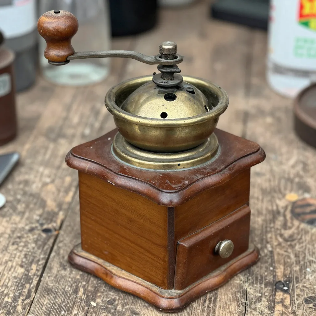 Moulin à café en bois - Manivelle d'origine