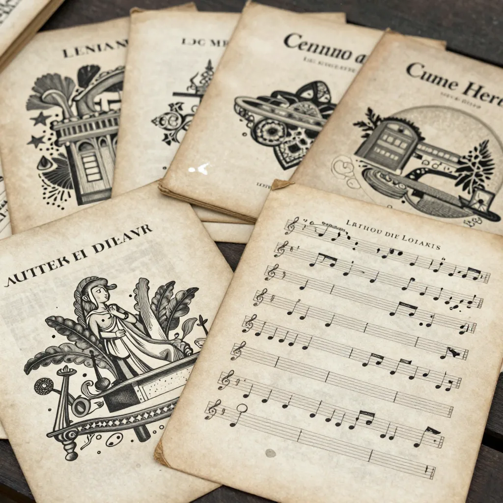 Partitions musicales anciennes - Couvertures illustrées