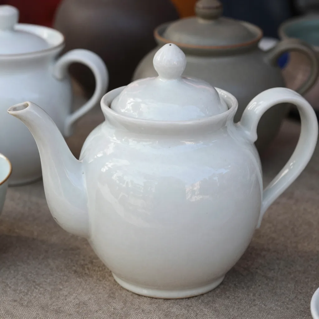 Théière en porcelaine blanche - Bec légèrement ébréché